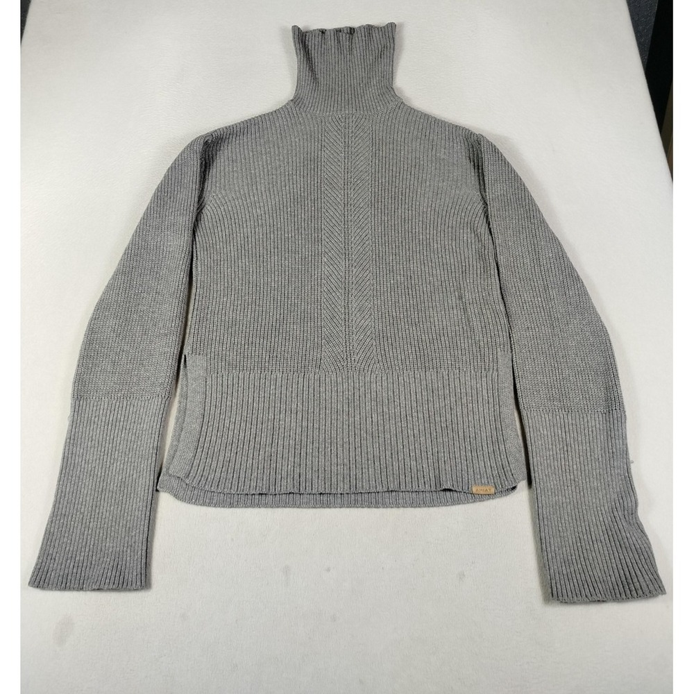 Ariat Countryside Sweater Womens Large Gray Wool Blend Lendal Turtleneck Knit